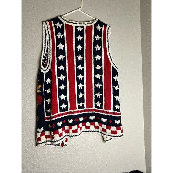 Signature By Northern Isles American 4th Of July Hand Knit Sweater Vest M - Picture 7 of 8